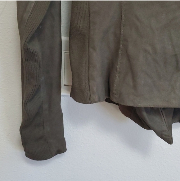 Vince Paper leather scuba charcoal asymmetrical zip drape neck jacket - Picture 11 of 11